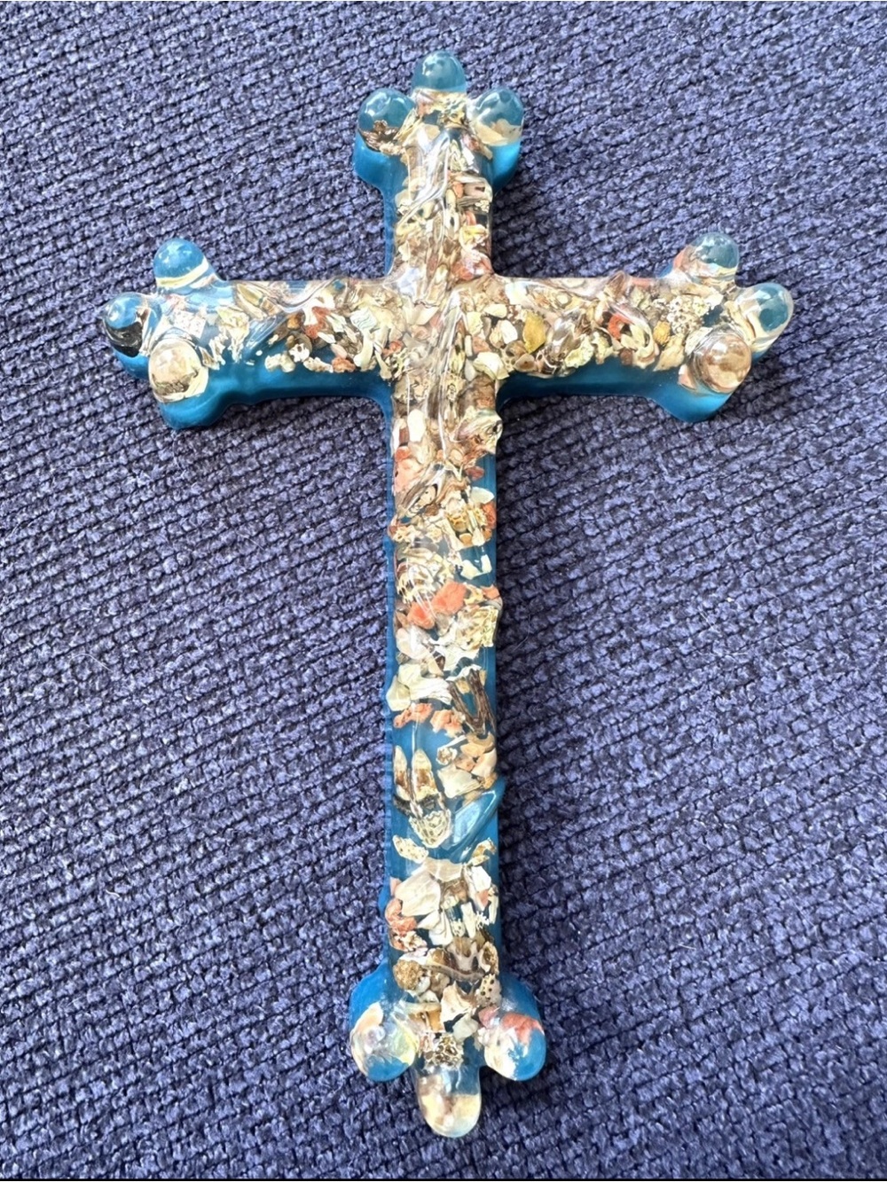 Abalone Shell Decorative Cross - Vintage Decor